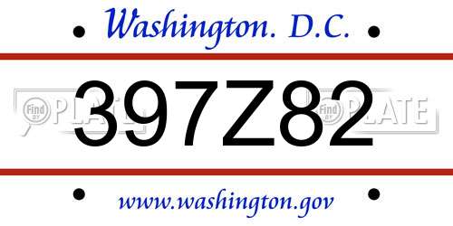 397Z82 District Of Columbia License Plate