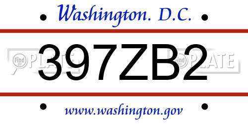 397ZB2 District Of Columbia License Plate