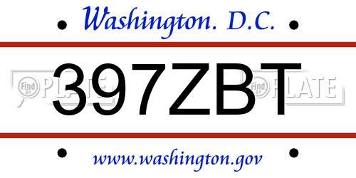 397ZBT District Of Columbia License Plate