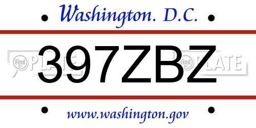 397ZBZ District Of Columbia License Plate
