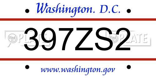 397ZS2 District Of Columbia License Plate