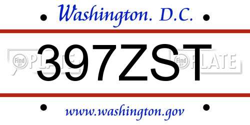 397ZST District Of Columbia License Plate