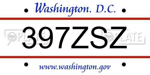 397ZSZ District Of Columbia License Plate