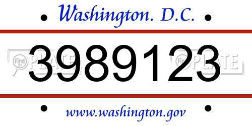 3989123 District Of Columbia License Plate