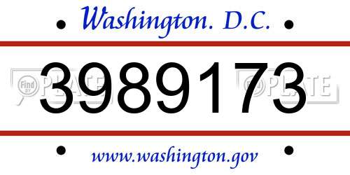 3989173 District Of Columbia License Plate