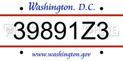 39891Z3 District Of Columbia License Plate