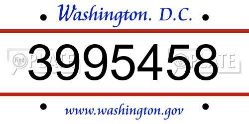 3995458 District Of Columbia License Plate