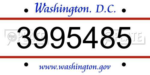 3995485 District Of Columbia License Plate