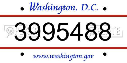 3995488 District Of Columbia License Plate
