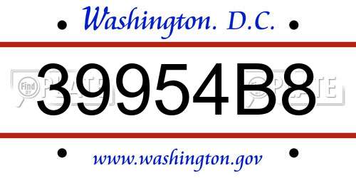 39954B8 District Of Columbia License Plate