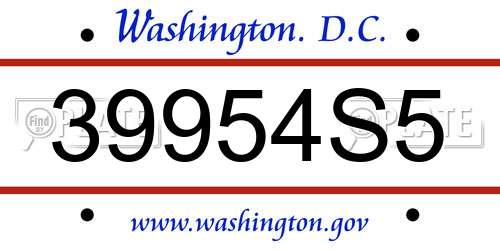 39954S5 District Of Columbia License Plate