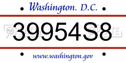 39954S8 District Of Columbia License Plate
