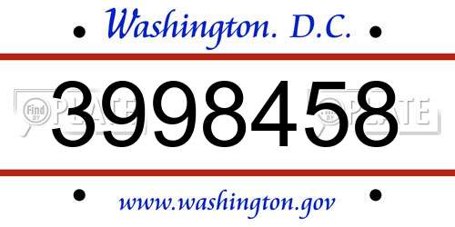 3998458 District Of Columbia License Plate