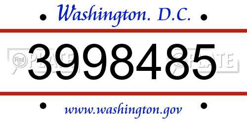 3998485 District Of Columbia License Plate
