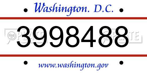 3998488 District Of Columbia License Plate