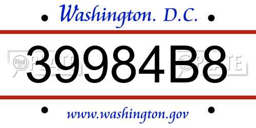 39984B8 District Of Columbia License Plate