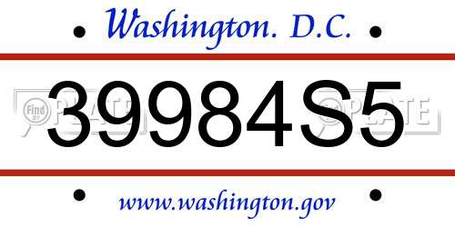 39984S5 District Of Columbia License Plate