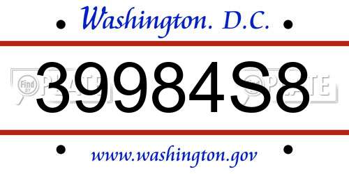 39984S8 District Of Columbia License Plate