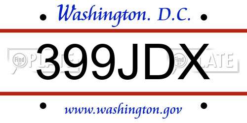 399JDX District Of Columbia License Plate