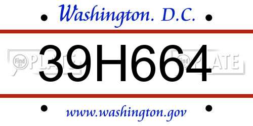39H664 District Of Columbia License Plate