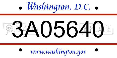3A05640 District Of Columbia License Plate