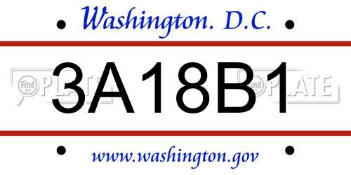 3A18B1 District Of Columbia License Plate