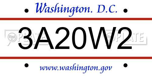 3A20W2 District Of Columbia License Plate