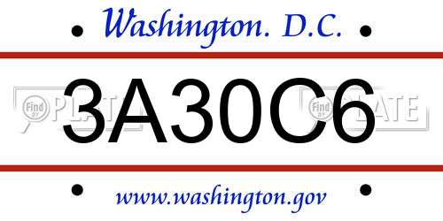 3A30C6 District Of Columbia License Plate