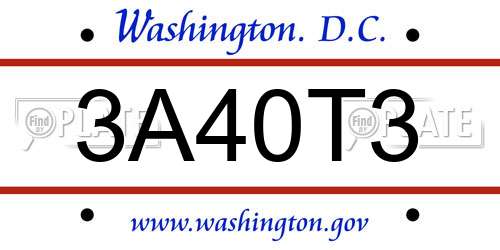 3A40T3 District Of Columbia License Plate