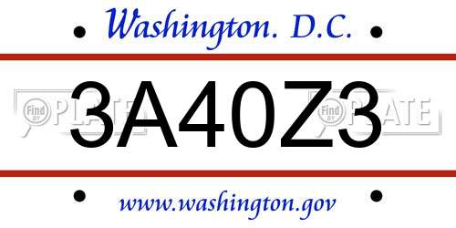 3A40Z3 District Of Columbia License Plate