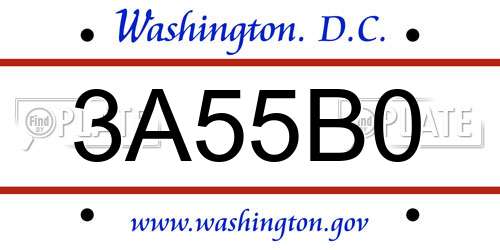 3A55B0 District Of Columbia License Plate