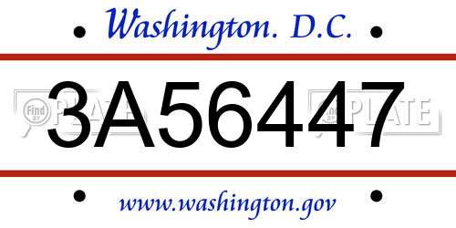 3A56447 District Of Columbia License Plate
