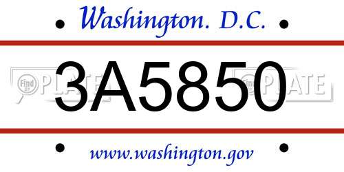 3A5850 District Of Columbia License Plate