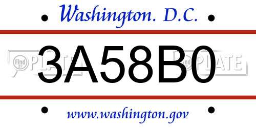 3A58B0 District Of Columbia License Plate