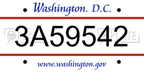 3A59542 District Of Columbia License Plate