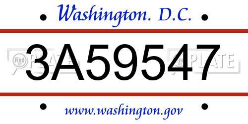 3A59547 District Of Columbia License Plate