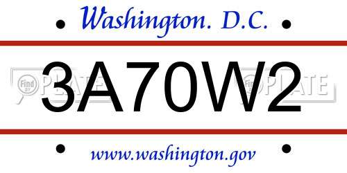 3A70W2 District Of Columbia License Plate