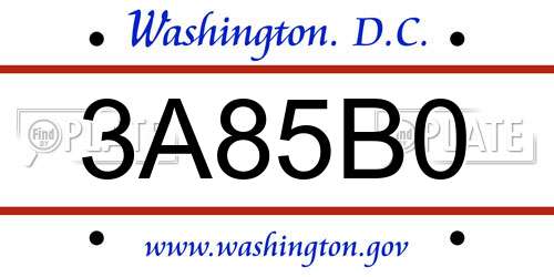 3A85B0 District Of Columbia License Plate