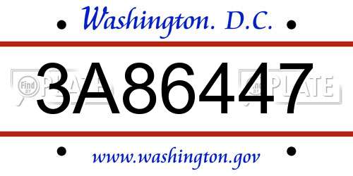3A86447 District Of Columbia License Plate