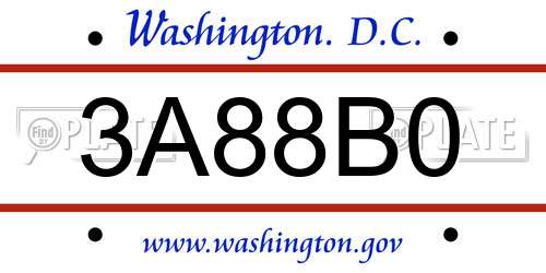 3A88B0 District Of Columbia License Plate