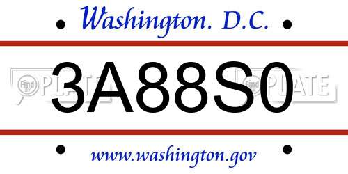 3A88S0 District Of Columbia License Plate