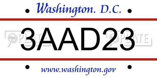 3AAD23 District Of Columbia License Plate