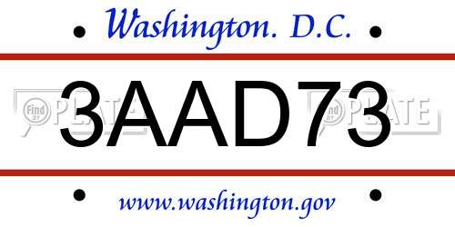 3AAD73 District Of Columbia License Plate