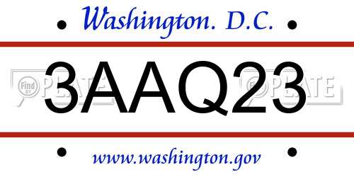 3AAQ23 District Of Columbia License Plate