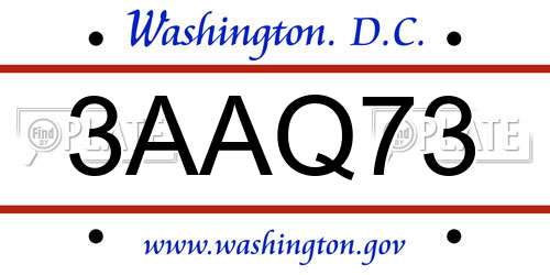 3AAQ73 District Of Columbia License Plate