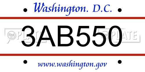 3AB550 District Of Columbia License Plate