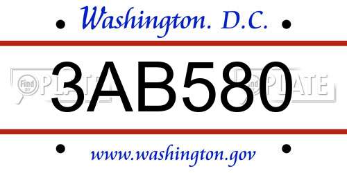 3AB580 District Of Columbia License Plate