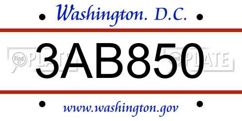 3AB850 District Of Columbia License Plate