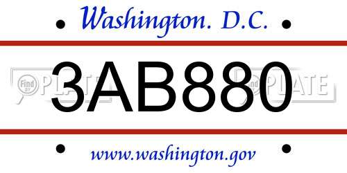 3AB880 District Of Columbia License Plate