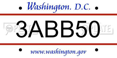 3ABB50 District Of Columbia License Plate